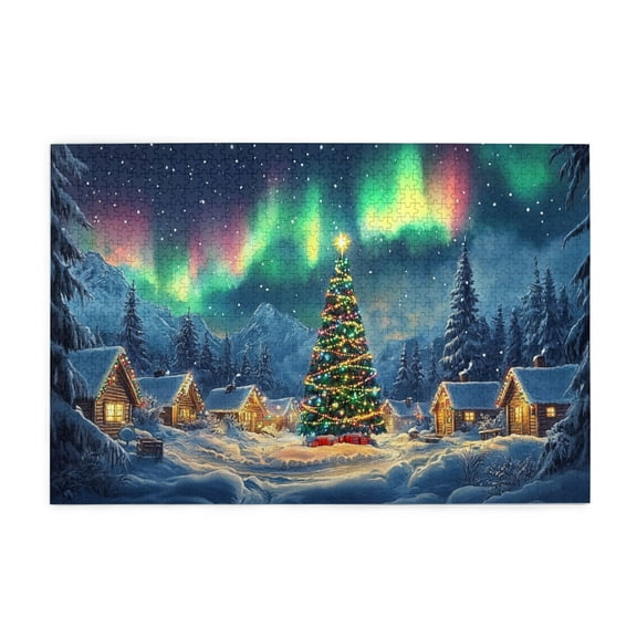 1000 PCS Polar Village Christmas Eve 1000 Piece beautiful Jigsaw Puzzle,Family leisure,stress relief and entertainment,Every Piece is Unique,Charm Wooden Puzzle for Adults,Holiday Gifts