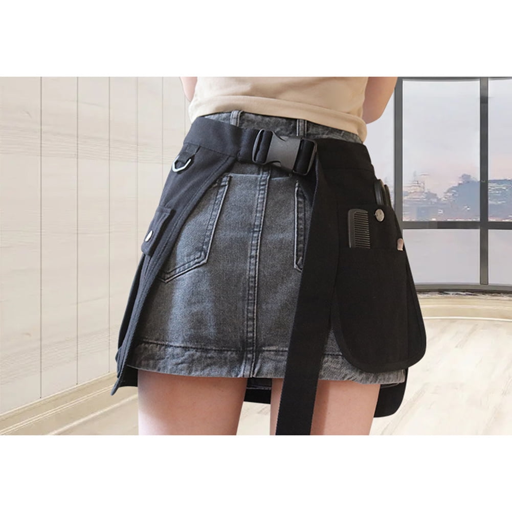 HUONA Half Apron Skirt Apron Canvas Apron Pocket Beauty Half length Apron Artisan Electrician Apron Wear Resistant Buckle Apron Dirty Proof Industrial Garden Tools Storage Olive