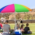 thumbnail image 2 of PMU Beach Umbrella 6 feet Opens to 72 inches Multicolor Beach Parasol with Carrying Sleeve for Beach, Patio and Outdoor Sun Protection Polyester Orange, Lime Green, Hot Pink and Dark Blue, 2 of 6