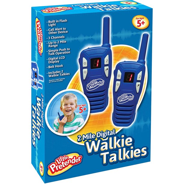 Little Pretender Walkie-talkies para Niños, Alcance de 2 Millas, 3 Canales, Luz de Flash Incorporada