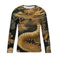 thumbnail image 2 of Tawop Mens Tshirts Crew Neck Long Sleeve Pullover Graphic Dragon Casual Yellow L, 2 of 5