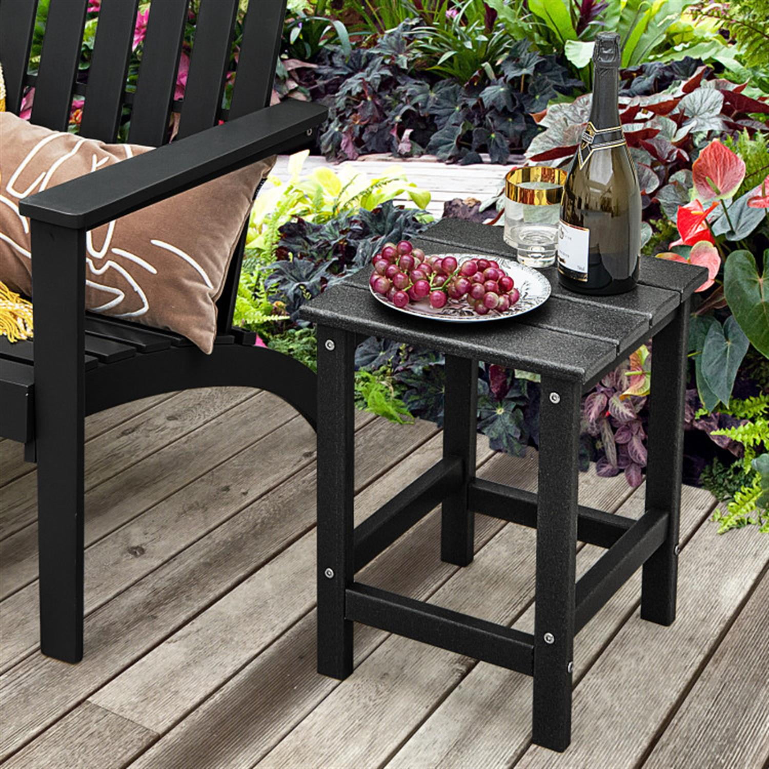 Demi Bonn 14" Square Weather-Resistant Adirondack Outdoor Side Table Set of 2, Small Outside End Table for Garden Yard Patio,door or Outdoor Use, Black