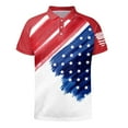 thumbnail image 2 of TOWED22 Men's American Flag Polo Shirt USA Flag T-Shirt Shirts Patriotic 4th of July Tees button up Top Golf Tee(Blue,L), 2 of 4