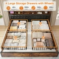 thumbnail image 2 of EnHomee King Bed Frame Storage Bed Frame King Size Upholstered Bed with Bookcase&Charging Station Metal Platform Bed Frame with Storage, 2 of 8