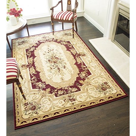 Rugs America New Dynasty Area Rug, 5-Feet 3-Inch by 7-Feet 10-Inch, Aubusson Red