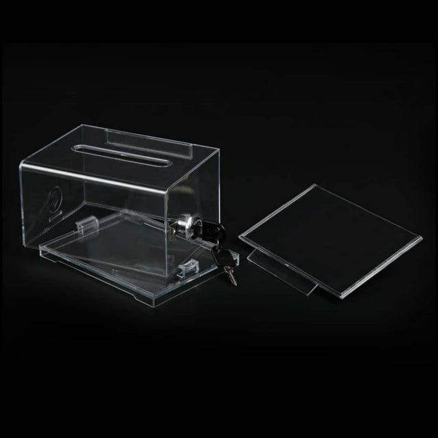 Caja de donación de acrílico Estuche para tarjetas de presentación Caja de votación transparente multifuncional para negocios, tiendas, organizaciones