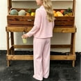 thumbnail image 5 of Amidoa Girls Summer Outfits 2 Piece Cute Long Sleeve Homewear Top and Casual Pants Kids Clothing Sets Pink Size 1, 5 of 8