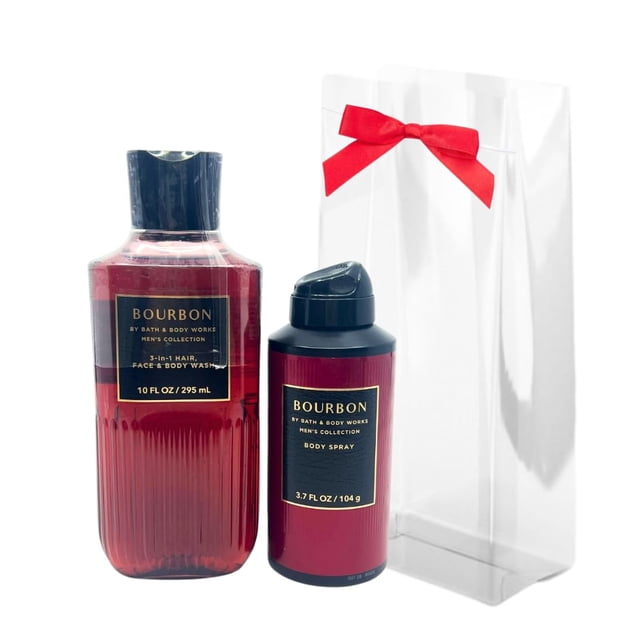 Bath and Body Works SET DE REGALO BOURBON PARA HOMBRES - JABÓN CORPORAL Y SPRAY CORPORAL DESODORIZANTE - TAMAÑO COMPLETO