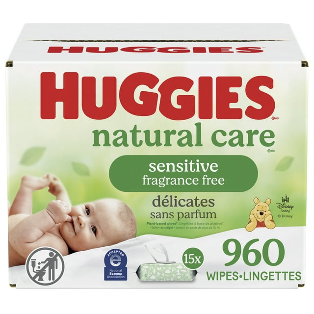Huggies Natural Care Sensitive Baby Wipes, Unscented, 960 Count