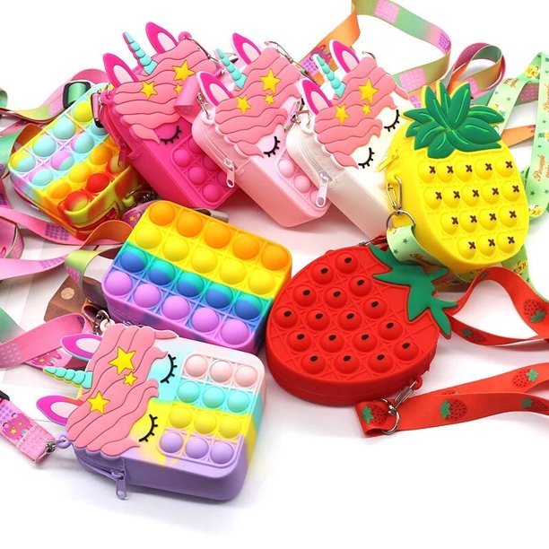 Toys New Unicorn Simple Dimple Messenger Bag Push Bubble Antistress Children Toy Pops Its Keychain Wallet Free Shipping heqiyong toy