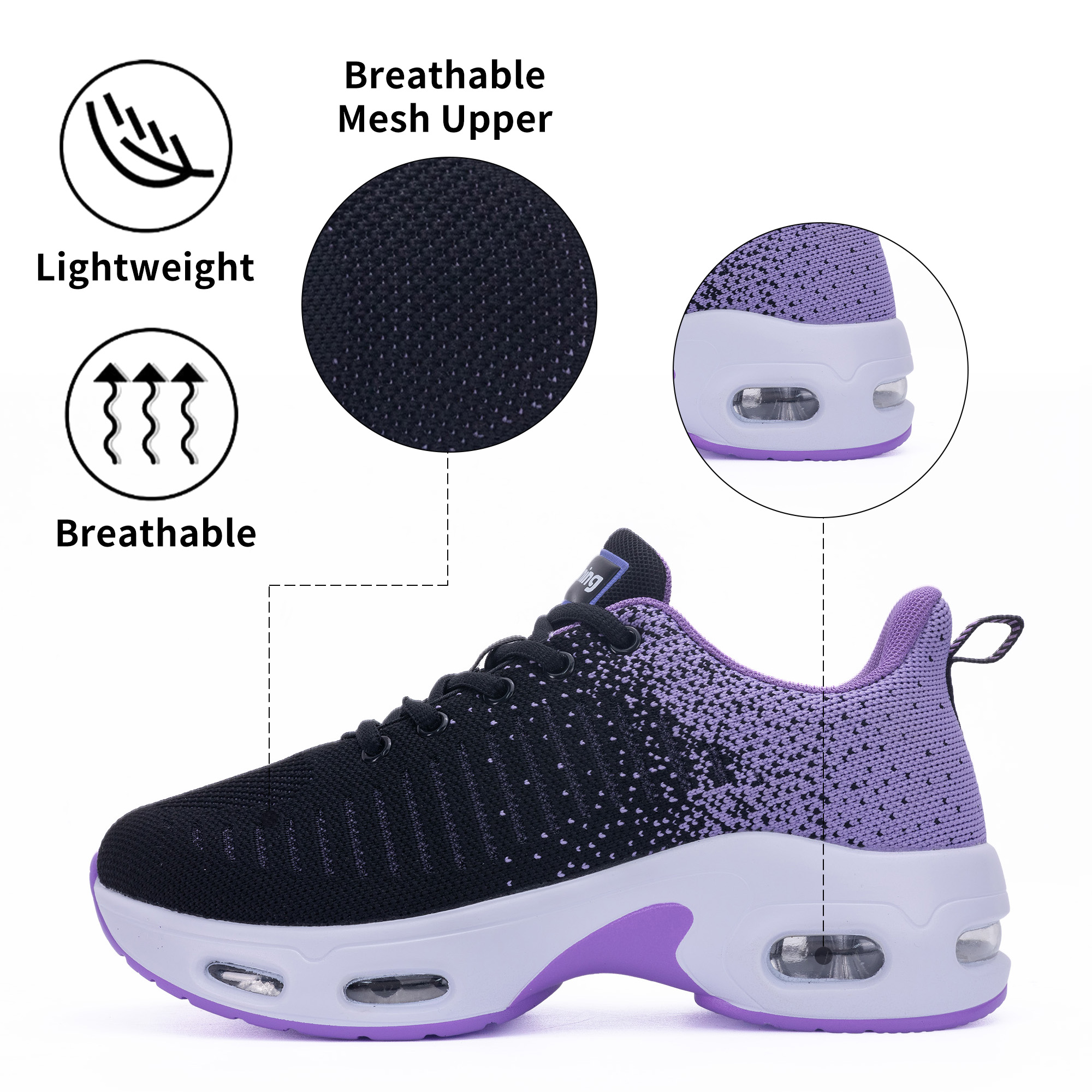 Broyon Women's Dual Air Cushion Walking Sneakers photo 4