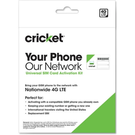 Cricket Wireless Complete Starter Pack: 3-in-1 SIM Card fits all Sizes Standard, Micro and Nano