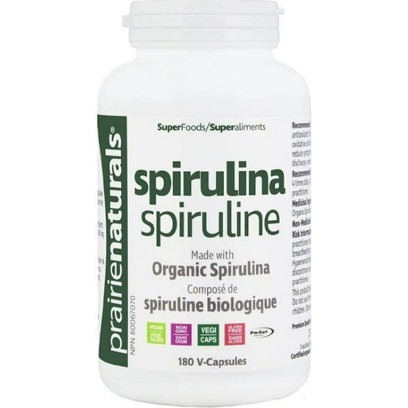 PRAIRIE NATURALS Spiruline (500 mg - 180 Gélules Végétales)