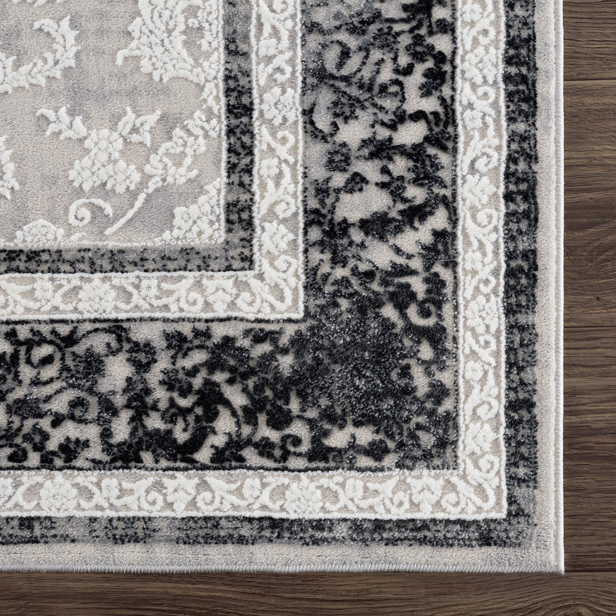 United Weavers Amir Firdaus Transitional Border Accent Rug, Grey, 1'10" x 3'