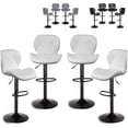 thumbnail image 1 of Set De 4 Bancos De Cocina Mostrador Barra Silla Taburete Comedor Respaldo Alto Altura Regulable y Función Giratoria 360° (4 Piezas Blanco), 1 of 9