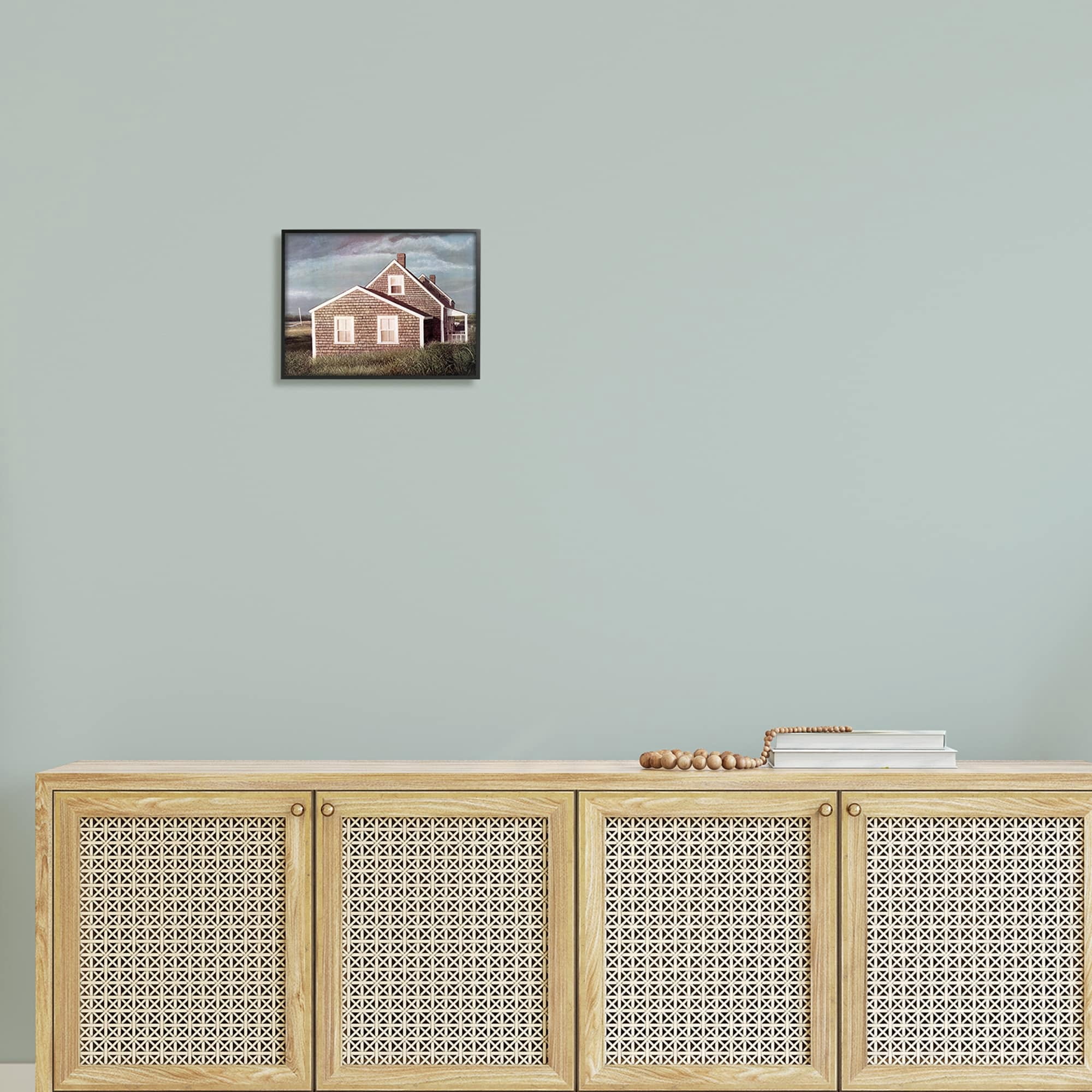 Stupell Industries Coastal Home Atmospheric Beachside Cloudy Sky Photograph Black Framed Art Print Wall Art, Design by Tom Mielko