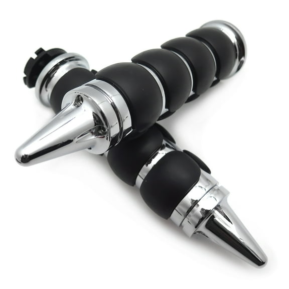HTTMT- Chrome 7/8" 22mm Custom Spike Motorcycle Hand Grips Throttle Twist Tube
