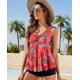thumbnail image 3 of Women's Two Piece Swimsuit Push up Swimwear Tummy Control Tankini Set High Waist Beachwear Hotpants Swimsuit with Two Straps, 3 of 5