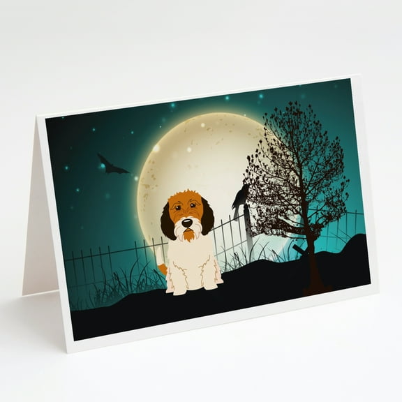 Halloween Scary Petit Basset Griffon Veenden Greeting Cards and Envelopes Pack of 8