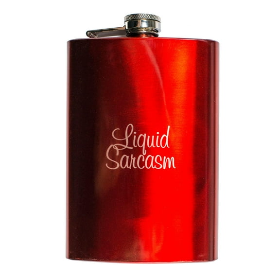 8oz RED Liquid Sarcasm Flask L1