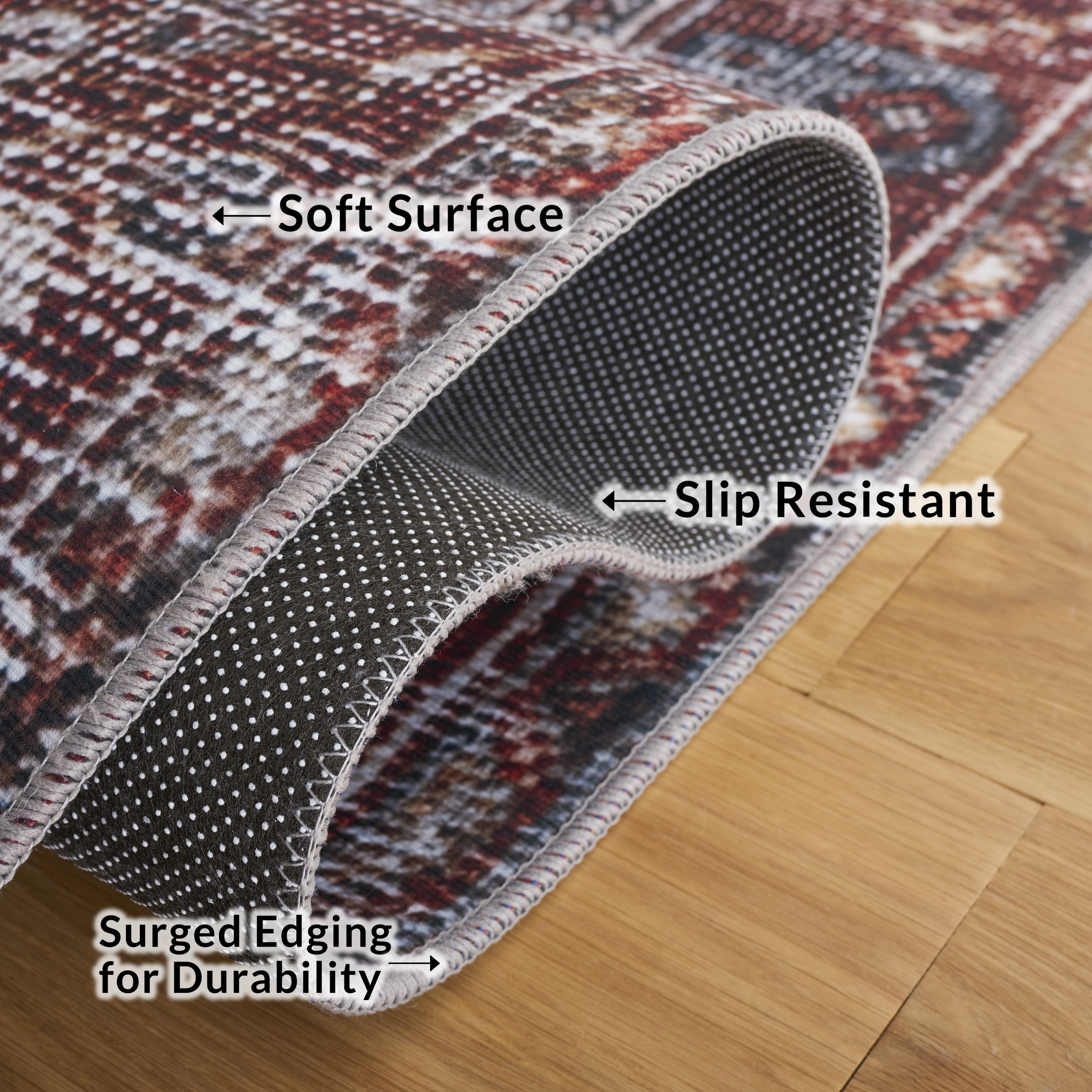 Safavieh Tucson Forrester Oriental Machine Washable Area Rug, Navy/Rust, 8' x 10'