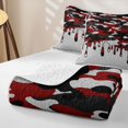 thumbnail image 4 of Manfei Retro Dripping Camouflage Quilt King, Contemporary Art Camo King Coverlet Set, Gray Red, 3-Piece, 1 Bedspread and 2 Pillowcases, 4 of 7