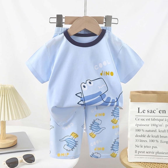ATOGUTA Toddler Toddler Boys Outfits Set Size 3T-9 Short Sleeve Cool Summer PJ Set Kid Sleepwear Blue