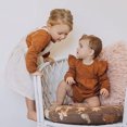 thumbnail image 4 of ITFABS Baby Spring Romper, Long Ruffle Sleeve Solid Color Back Buttons Romper, 4 of 6