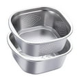 thumbnail image 3 of Juego de colador y bol de acero inoxidable, lavabo cuadrado para lavar, limpiar, enjuagar y lavar 4600 ml, 3 of 9