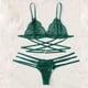 thumbnail image 5 of Gibobby Conjunto de lencería de encaje Conjunto de lencería sexy para mujer con liguero, brasier de encaje y bragas conjunto de tirantes exóticos(Verde, CH), 5 of 5