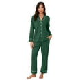 thumbnail image 4 of Womens Cotton Pajama Sets with Long Sleeves Button Down Pajama Set for Women 2pcs Women Soft Sleepwear Set with Long Pants Womens Casual Loungewear Sets with Pockets, S-XXL, 4 of 10