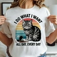 thumbnail image 2 of I Do What I Want Cat Retro T-Shirt, Unisex Sarcastic White Tee for Cat Lovers, 2 of 6