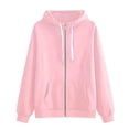 thumbnail image 4 of Lumtrix Zip Up Hoodie Women Long Sleeve Fall Winter Oversized Sweatshirts Zipper Oversized Cute Track Jackets With Pockets Pink S, 4 of 5