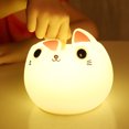 thumbnail image 1 of 1 pieza de luz de noche de gato suave para niños, lámpara de silicona para guardería, luz de noche de animales recargable por USB para dormitorio, linda luz de noche para habitación de niños JAMW  Sencillez, 1 of 5