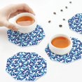 thumbnail image 7 of Pofeuu Blue Butterflies Print Leather Coasters Set of 6, Round Cups Mugs Mat Pad for Home Kitchen Heat Resistant Drink Coasters,Octagon, 7 of 7