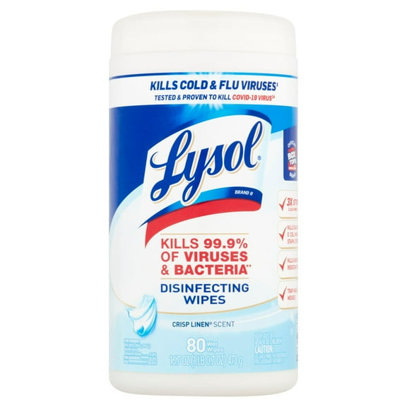 2 Pack - Lysol Wipes Crisp Linen 80 Count Package May Vary