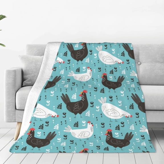 Honeii Lovely Roosters Print Fleece Blanket - Throw Blanket for Bed, Sofa, Couch, Camping, and Travel , Microplush Ultra Soft Warm Blanket-40"x30"