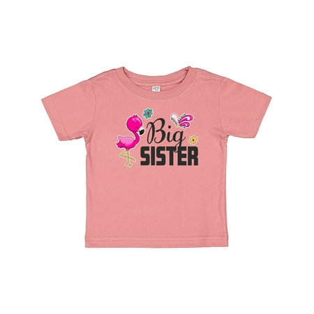 

Inktastic Big Sister with Flamingo and Flowers Gift Baby Girl T-Shirt