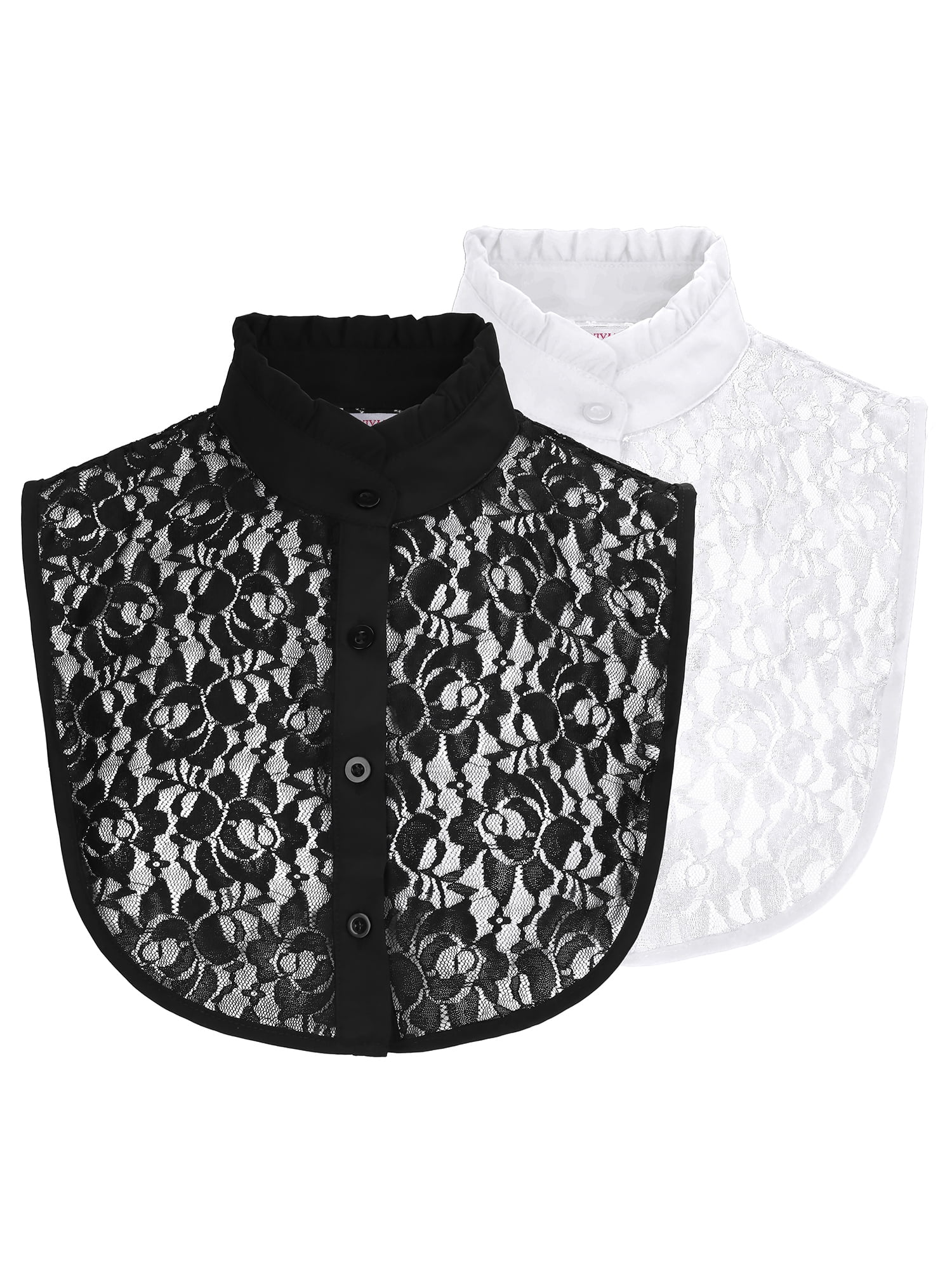 2-Pack Women's Detachable Faux Collar - Black & White Square Neck Dickey For Sweaters & Dresses