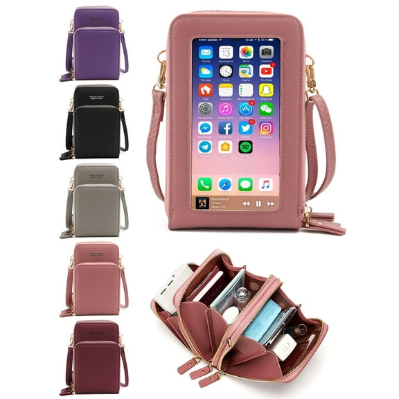 Spencer Women Crossbody Cellphone Pouch Waterproof Cellphone Purse Wallet Touch Screen Shoulder Bag For iPhone 12, 12 Pro Max,11 Pro Max, 11 Pro, XS Max "Red"