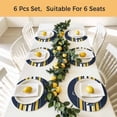 thumbnail image 5 of Nautical Anchor Round 13 Inch Placemats Set of 6, Navy Blue Yellow Striped Farmhouse Ombre HeatResistant Non Slip Place Mats for Dining Table, Wipeable Braided Kitchen Table Mats for Housewarming, 5 of 9