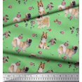 thumbnail image 3 of Soimoi Rayon Fabric Floral,Sheltie & Pekingese Dog Print Fabric by The Yard 42 Inch Wide, 3 of 3