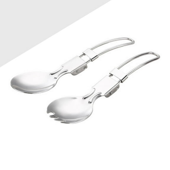 WHAMVOX 6pcs Stainless Steel Portable Foldable Spoon Fork Camping Picnic Utensil Travel Cutlery (3pcs Foldable Spoon   3pcs Foldable Fork Silver)