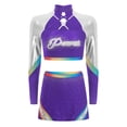 thumbnail image 3 of Aislor Women Cheerleading Crop Top with Skirt 2-Piece Cheer Leader Uniform Fancy Dress Purple XXL, 3 of 7