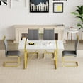 thumbnail image 2 of JUFU 5 Piece Dining Table Set for 4, 55" White Rectangular MDF Table with Gold Metal Legs and 4 Gray PU Upholstered Chairs, Elegant Dining Set for Small Spaces, 2 of 7