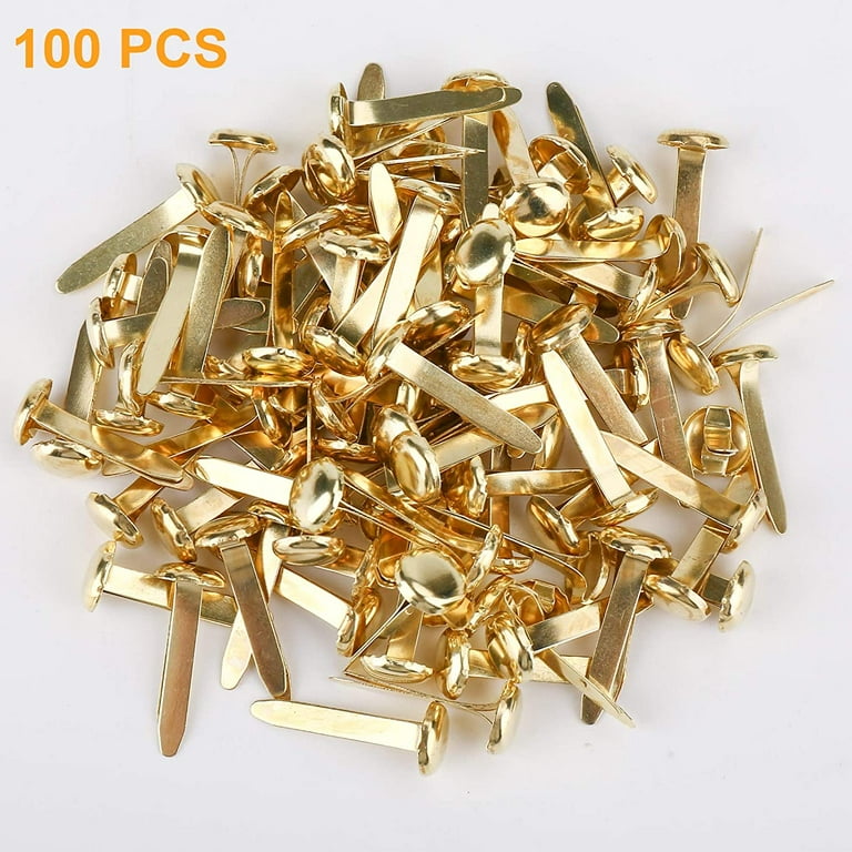 Brass Paper Fasteners, 8x17mm Plated Mini Brads For Scrapbooking