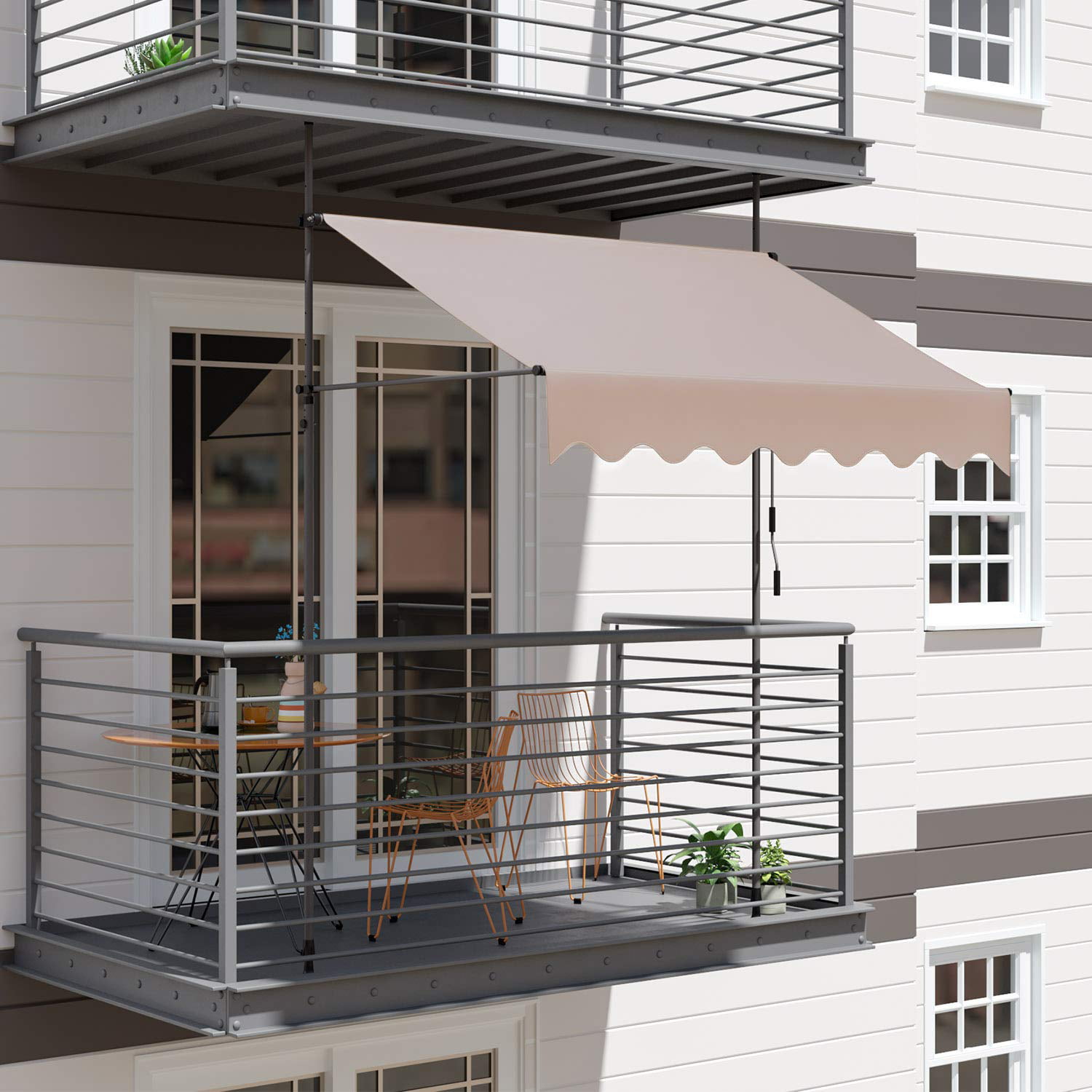 JeeKan Manual Retractable Awning with LED 78.7 Anthracite 