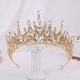 thumbnail image 3 of Zhuge Tiara de boda para novia, diadema de princesa, corona de novia, joyería para el cabello con diamantes de imitación de cristal, decoración para novia, cumpleaños, graduación, boda (amarillo), 3 of 4