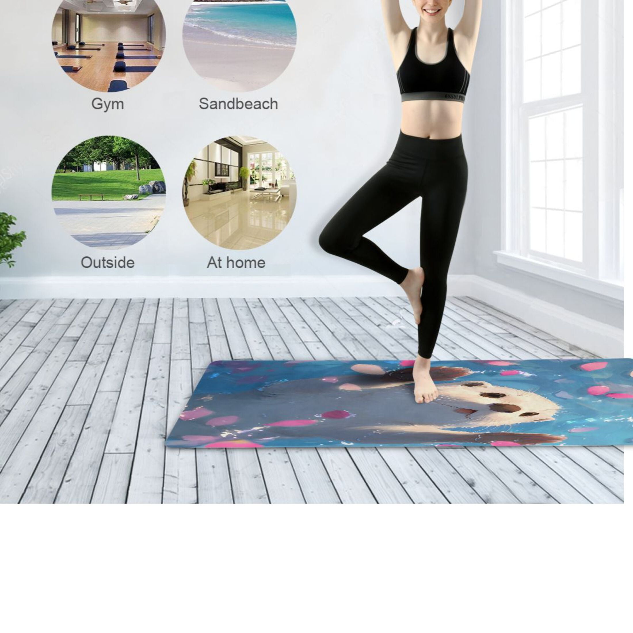BZSMCE Yoga Mat Women Fitness Mat Serene Petal Otter Pattern