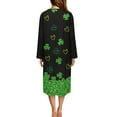 thumbnail image 2 of Yuyamidu St. Patrick's Day Women Long Sleeve Zipper Bathrobes Ladies Robe Sleepwear Green Leaf Long Spa Robes Size 4XL Lightweight Mid-Calf Length Nightgown with Pockets, 2 of 7